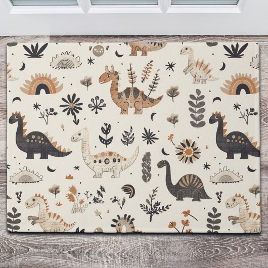 ボホジャングル恐竜のパターン ドアマット