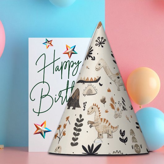 ボホジャングル恐竜のパターン パーティーハット