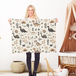 ボホジャングル恐竜のパターン フリースブランケット