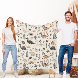 ボホジャングル恐竜のパターン フリースブランケット