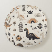 ボホジャングル恐竜のパターン ラウンドクッション (正面)