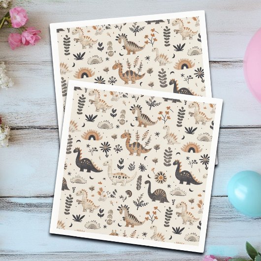 ボホジャングル恐竜パターン誕生日 スタンダードカクテルナプキン