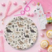 ボホジャングル恐竜パターン誕生日 ペーパープレート (パーティー)