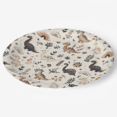 ボホジャングル恐竜パターン誕生日 ペーパープレート (アングル)