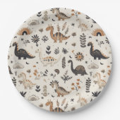 ボホジャングル恐竜パターン誕生日 ペーパープレート (正面)