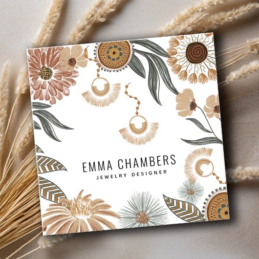 ボホジュエリーデザイナートロピカルフローラ スクエア名刺