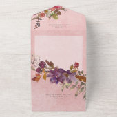 ボホジュエル素朴トーン花模様ピンクディナー オールインワン招待状 (外側)