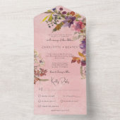 ボホジュエル素朴トーン花模様ピンクディナー オールインワン招待状 (内側)