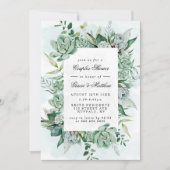 ボホジューシーな緑のカップルのシャワー招待状 (正面)