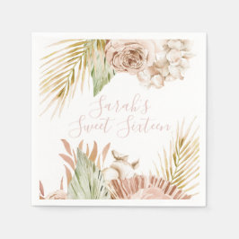 ボホスウィート16誕生日ドライフラワー スタンダードカクテルナプキン