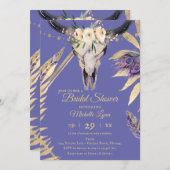 ボホスカル幾何ペリウィンクル金ゴールドブライダルシャワー 招待状 (正面/裏面)