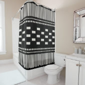 ボホスカンジナビアラインズドット白黒 シャワーカーテン (インサイチュ)