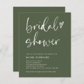 ボホスクリプトオリーブグリーンブライダルシャワー招待状 (正面/裏面)