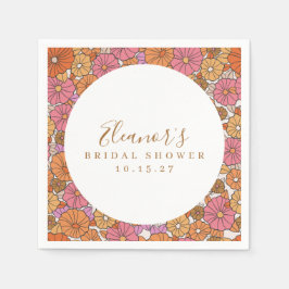 ボホスクリプトオークレピンクフローラブライダルシャワーカスタム スタンダードカクテルナプキン