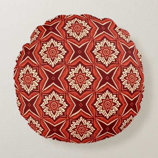 ボホスタイリッシュシック花の柄 ラウンドクッション (正面)