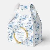 ボホスタイリッシュダスティブルー金ゴールド結婚式の引き出物ボックス フェイバーボックス (正面サイド)