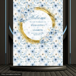 ボホスタイリッシュパステルブルー金ゴールド結婚ズ背景 タペストリー