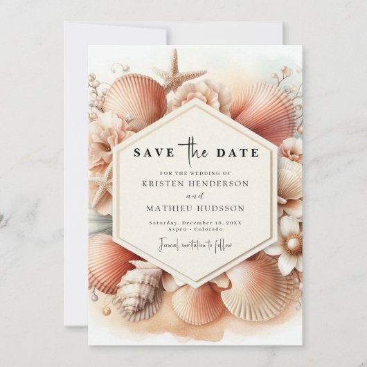 ボホスタイリッシュビーチ結婚式 セーブザデート (正面)