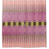 ボホスタイリッシュピンクと金ゴールド幾何学模様 シャワーカーテン (正面)