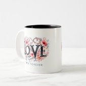 ボホスタイリッシュラブユエバーフローラ水彩 ツートーンマグカップ (正面左)