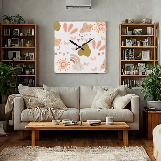 ボホスタイルウォールクロック スクエア壁時計