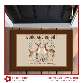 ボホスタイルウオーターカラートナディアモノグラムクリスマス ドアマット