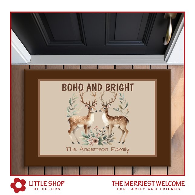 ボホスタイルウオーターカラートナディアモノグラムクリスマス ドアマット (クリエイターアップロード済み)