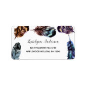 ボホスタイルウオーターカラーフェザー差出人住所 ラベル (正面)