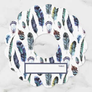 ボホスタイルウオーターカラーフェザー座席表 ワイングラスタグ