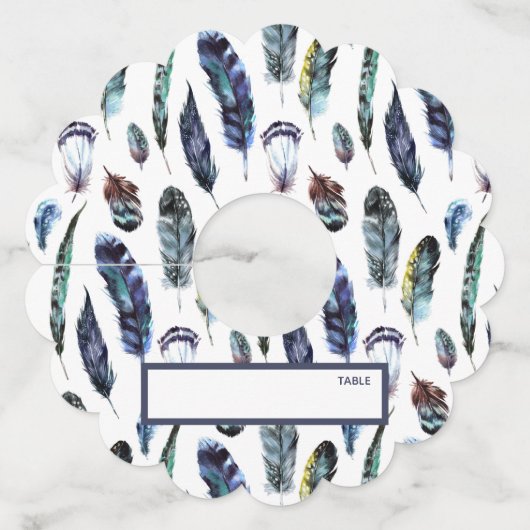 ボホスタイルウオーターカラーフェザー座席表 ワイングラスタグ (正面)