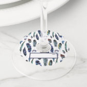 ボホスタイルウオーターカラーフェザー座席表 ワイングラスタグ (クローズアップ)