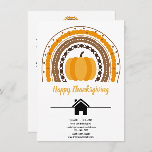 ボホスタイルエテ実在ートハッピーサンクスギビング シーズンカード (正面/裏面)