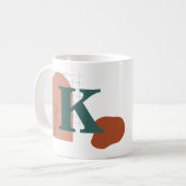 ボホスタイルカスタムモノグラムと名前カラー コーヒーマグカップ (正面左)
