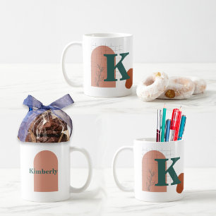 ボホスタイルカスタムモノグラムと名前カラー コーヒーマグカップ