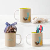 ボホスタイルカスタムモノグラムと名前カラー ツートーンマグカップ