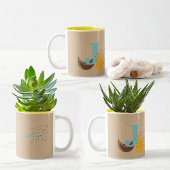 ボホスタイルカスタムモノグラムと名前カラー ツートーンマグカップ