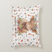 ボホスタイルハイランドカウナチュラルかわいいフローラデザイン アクセントクッション (正面(垂直))