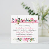 ボホスタイルピンクポピスフェザーズグリーン結婚リーズ 招待状 (スタンド正面)