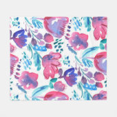 ボホスタイルフローラの素朴な手描きイラストレーション。 フリースブランケット (正面(横))