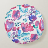 ボホスタイルフローラの素朴な手描きイラストレーション。 ラウンドクッション (裏面)