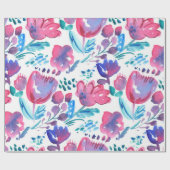 ボホスタイルフローラの素朴な手描きイラストレーション。 ラッピングペーパー (フラット)