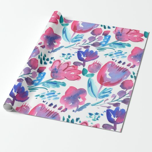 ボホスタイルフローラの素朴な手描きイラストレーション。 ラッピングペーパー (アンロールド)