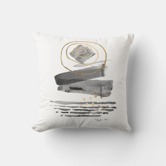 ボホスタイルモダン抽象芸術水彩白黒 クッション (正面)