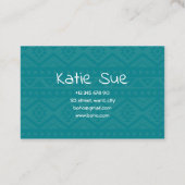 ボホスタイル先住民ブルーパターンエスニックモノグラム 名刺 (裏面)