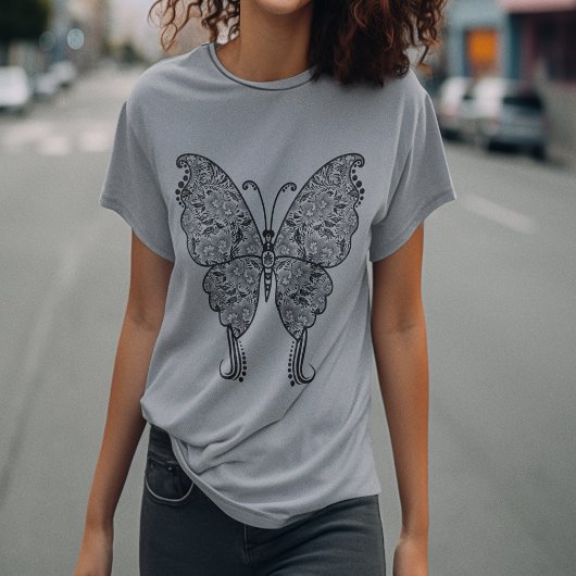 ボホスタイル動揺して蝶 Tシャツ