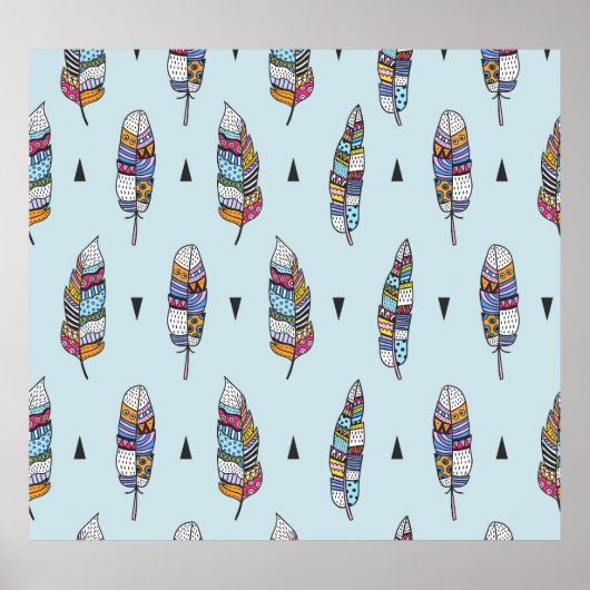 ボホスタイル羽毛手描き ポスター (正面)