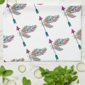 ボホスタイル装飾羽ぶら下がった骨 キッチンタオル (折り畳み)