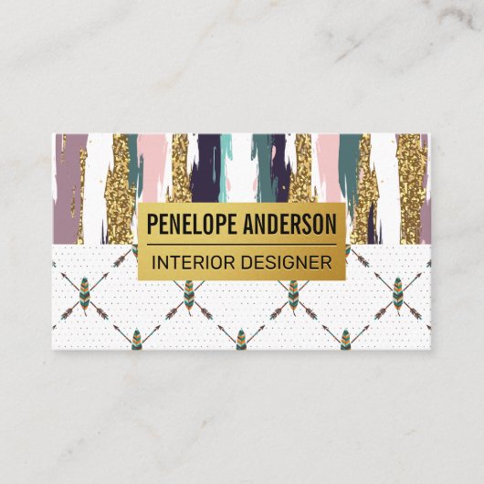 ボホスタイル |ぼかしモダン抽象芸術パターン 名刺 (正面)