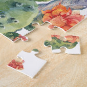 ボホスタイル、ヴィンテージサボテン水色。 ジグソーパズル (側面)