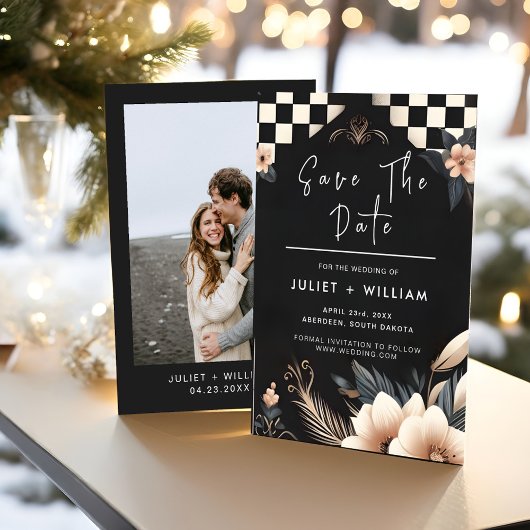 ボホスタジオクリエイティブ図解入りの、写真付きの結婚ズ セーブザデート